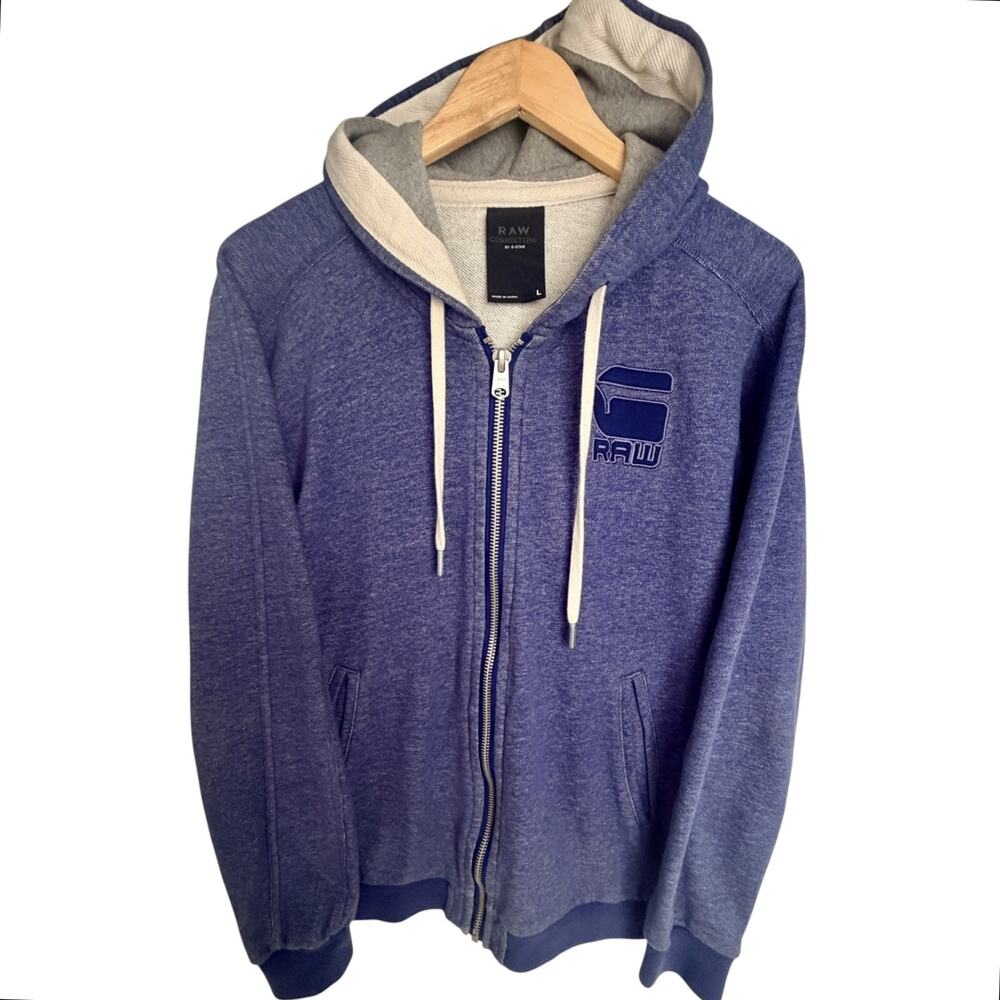 G Star RAW Correctline Full Zip Hoodie Blue Mens L